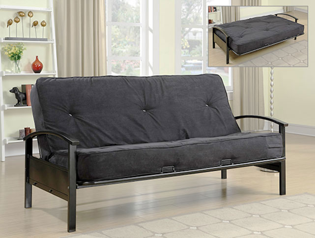 Affordable furniture for your living room. This package includes this traditional futon. 